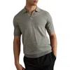 Reiss Duchie Johnny Collar Short Sleeve Wool Polo Sweater In Warm Grey Melange