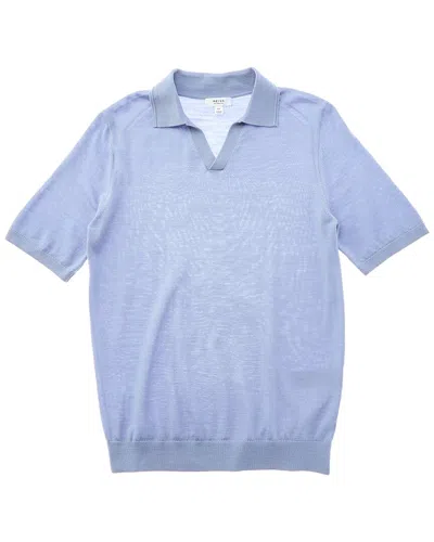 Reiss Duchie Merino Wool Open Collar Polo Shirt In Purple