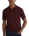 Reiss Duchie Short Sleeve Open Collar Merino Polo Shirt In Brown