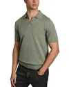 Reiss Duchie Open Collar Merino Polo Shirt In Herb Green