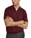Reiss Mens Brick Red Duchie Open-neck Wool Polo Shirt In Claret Red