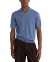 Reiss Duchie Short Sleeve Open Collar Merino Polo Shirt In Blue