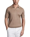 Reiss Duchie Johnny Collar Short Sleeve Wool Polo Sweater In Camel