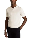 Reiss Snow Merino Wool Open Collar Polo Shirt In Snow