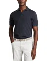 Reiss Blue Smoke Merino Wool Open Collar Polo Shirt