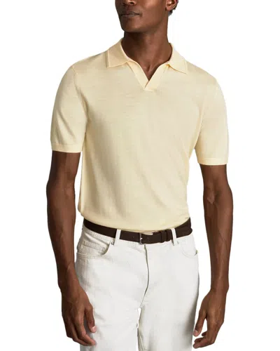 Reiss Duchies Open Collar Wool Top In Yellow