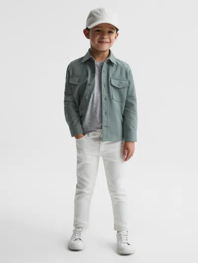 Reiss Kids' Duck Egg Tampa Senior Twin Pocket Overshirt In Gray