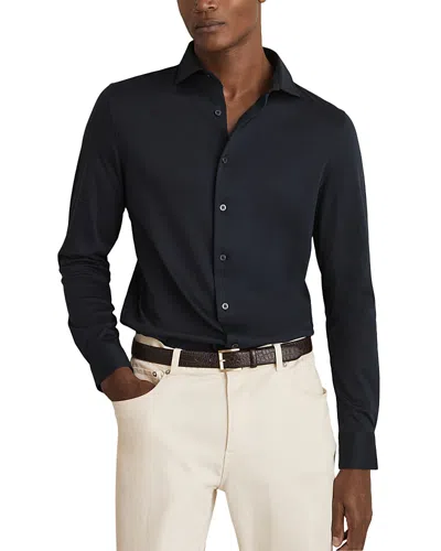Reiss Duke Airwater Finish Cotton Jersey Shirt In Black