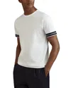 Reiss White Mercerised Cotton Striped T-shirt