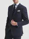 Reiss Dunn Slim Fit Wool Textured Single Breasted Blazer In Navy Blue