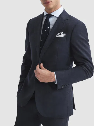 Reiss Dunn Slim Fit Wool Textured Single Breasted Blazer In Navy