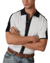 Reiss Dunwich Button Through Color Block Tipped Shirt In White/navy