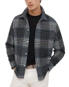 Reiss Blue Multi Brushed Check Button-through Overshirt In Blue/multi