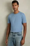 Reiss Dusty Blue Bless Cotton-jersey Crew Neck T-shirt