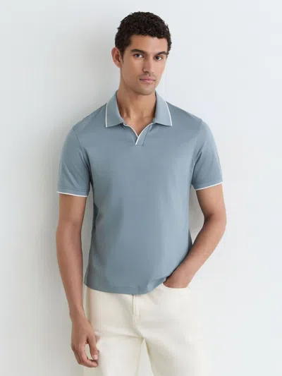Reiss Dusty Blue Air-water Cotton Tipped Polo Shirt