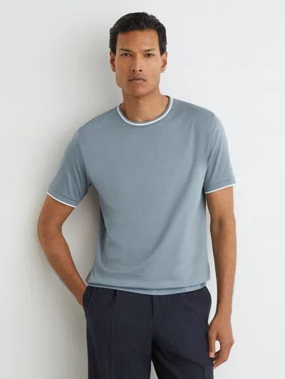 Reiss Ainsley Tailored Fit Contrast Tipping Short Sleeve Tee In Blue