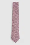 Reiss Dusty Pink Albarese Silk Geometric Print Tie