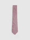 Reiss Dusty Pink Silk Geometric Print Tie