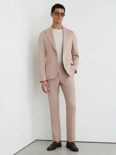 Reiss Dusty Pink Wool Suit Tailored-fit Trousers