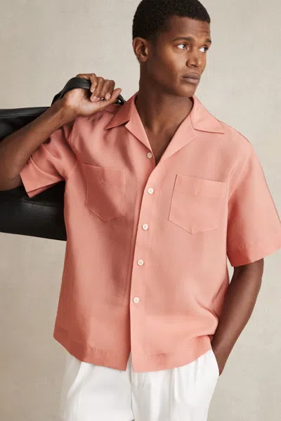 Reiss Dusty Rose Organza Twin-pocket Oversize Shirt