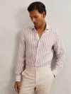 Reiss Dusty Rose/white Stripe Shirt