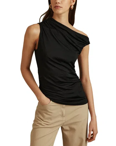 Reiss Dylan Ruched Sleeveless Top In Black