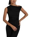 Reiss Black Ruched Off-the-shoulder Top In Black