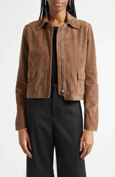 Reiss Dylan Suede Jacket In Brown