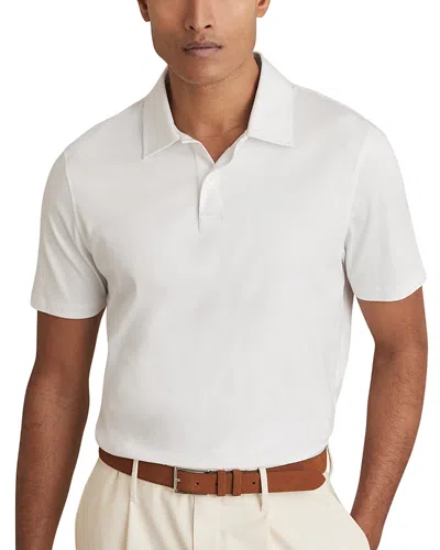 Reiss Earl Airwater Cotton Polo Shirt In White