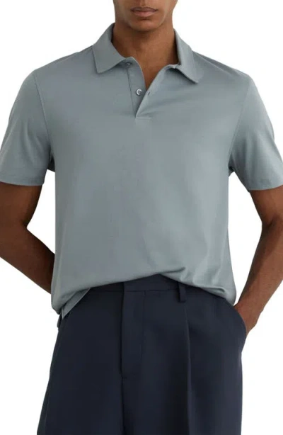 Reiss Earl Solid Cotton Polo In Gray