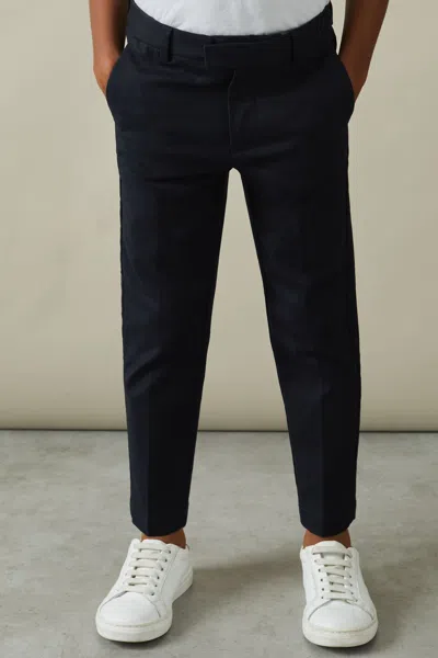Reiss Eastbury - Navy Chino Slim Trousers, Uk 9-10 Yrs