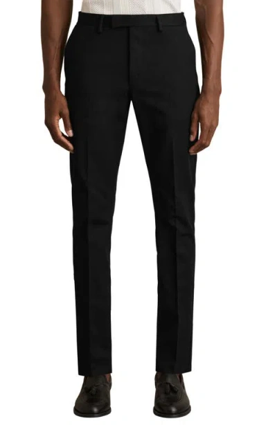 Reiss Eastbury Slim Fit Stretch Cotton Chinos In Black