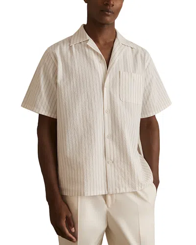 Reiss Easton Seersucker Cuban Shirt In White