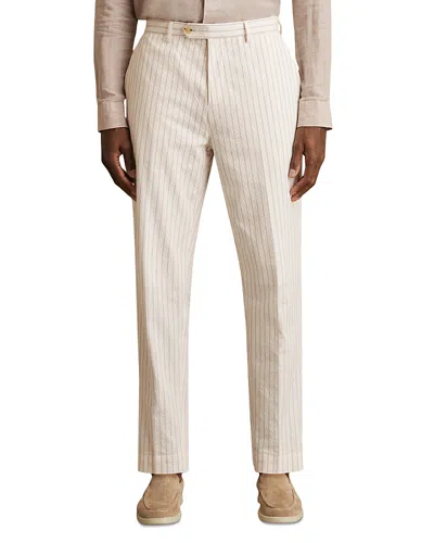 Reiss Easton Striped Seersucker Pants In Neutral