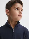 Reiss Eclipse Blue Junior Merino Wool Zip-neck Jumper In Blue