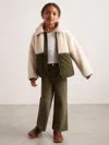 Reiss Ecru 13-14 Yrs Quilted Borg Jacket In Green