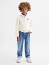 Reiss Ecru 3-9 Yrs Wool Motif Half-zip Funnel Neck Jumper In Blue
