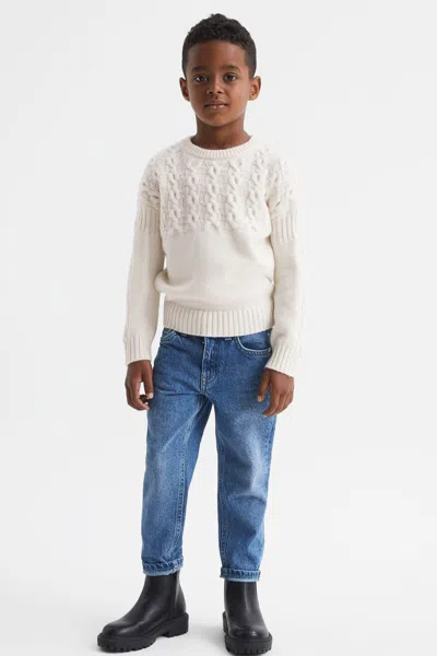 Reiss Ecru Sparrow 4-9 Yrs Cashmere Crew Neck Cable Knit Jumper