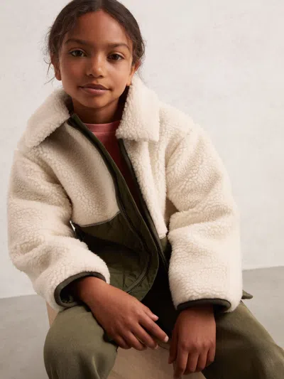 REISS ECRU 9-13 YRS QUILTED BORG JACKET