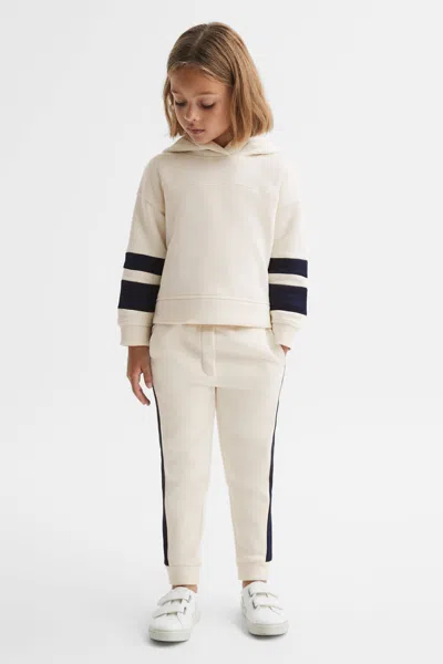 Reiss Ecru 9-13 Yrs Cotton Blend Colourblock Hoodie And Joggers Set