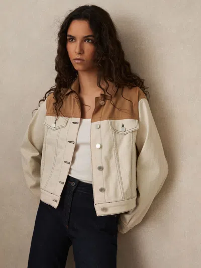Reiss Women's Ecru Cotton Denim Jacket