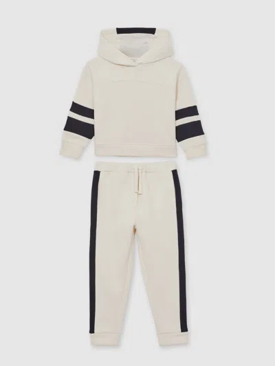 Reiss Ecru Cotton-blend Joggers And Hoodie Set In Multi