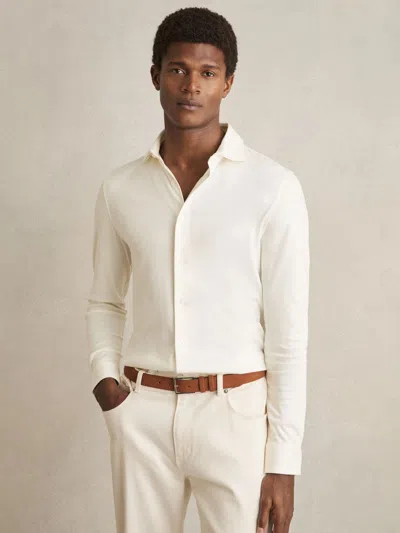 REISS REISS ECRU DUKE AIR-WATER COTTON BUTTON-THROUGH SHIRT