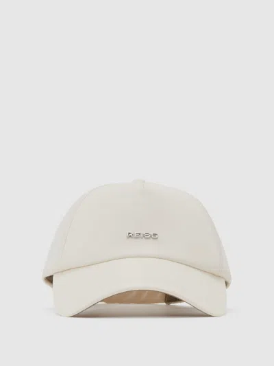 Reiss Ecru Emery Technical Logo Baseball Cap In White