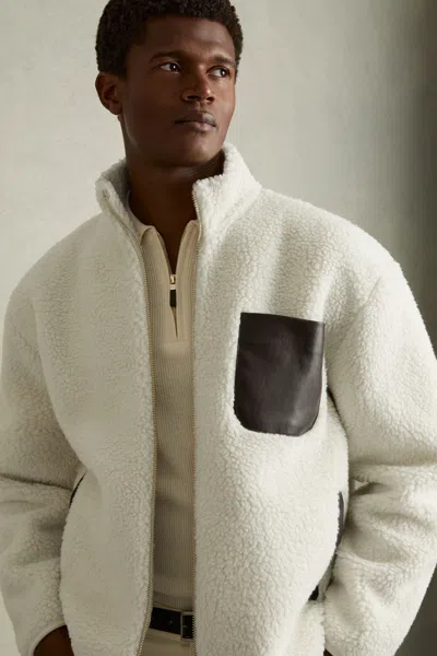 Reiss Ecru Fleece Zip-through Jacket