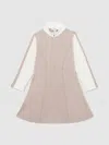 Reiss Girls Ecru Contrast Stitch Flared Dress