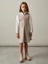 Reiss Ecru 4-9 Yrs Jersey Contrast-stitch Flared Dress