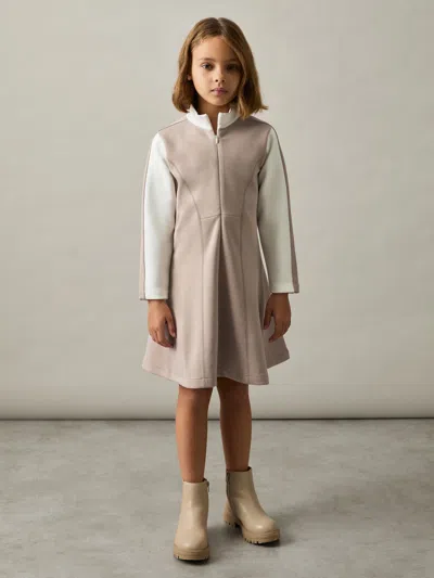 Reiss Ecru 4-9 Yrs Jersey Contrast-stitch Flared Dress