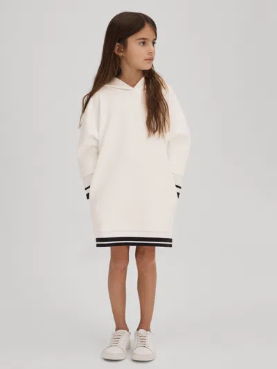 Reiss Kids'  Ecru Leandra 9-13 Yrs Relaxed Jersey Hooded Dress In Neutral