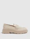 Reiss Cream Leather Plain In Neutral
